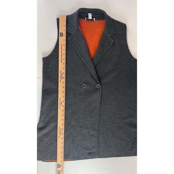 Belford Women's Reversible Double-Face Vest Gray Orange Pima Cotton Size L - Picture 7 of 8